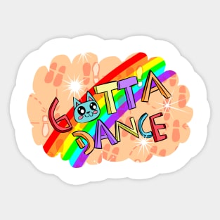 Gotta Dance Rainbow Sparkle Cat Sticker